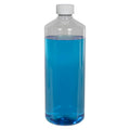 32 oz. Clear PET Cylindrical Bottle with 28/400 White Ribbed Polypropylene Child-Resistant Cap (CRC) with F217 Liner