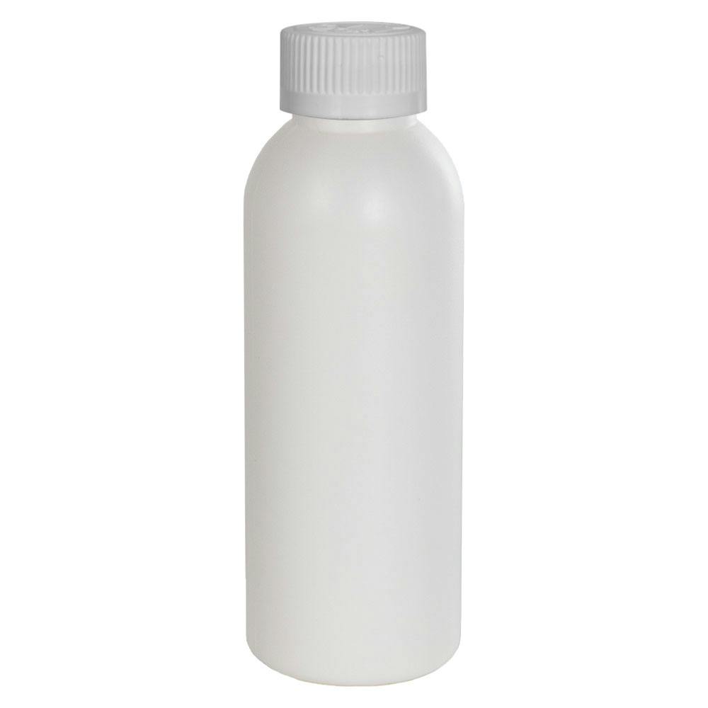 2 oz. White HDPE Cosmo Bottle with 20/400 White Ribbed Polypropylene Child-Resistant Cap (CRC) with F217 Liner