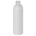 16 oz. White HDPE Cosmo Bottle with 24/400 White Ribbed Polypropylene Child-Resistant Cap (CRC) with F217 Liner