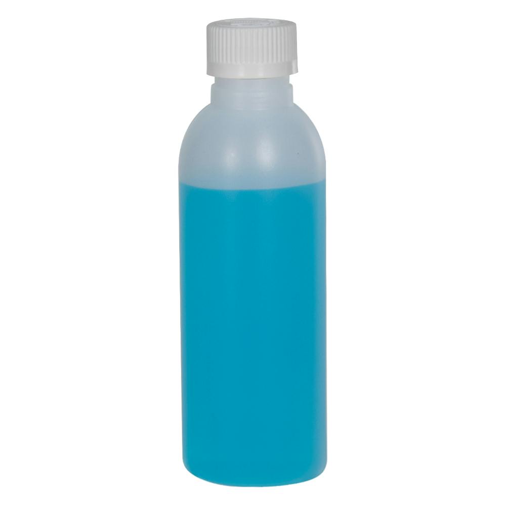 2 oz. Natural HDPE Cosmo Bottle with 20/400 White Ribbed Polypropylene Child-Resistant Cap (CRC) with F217 Liner
