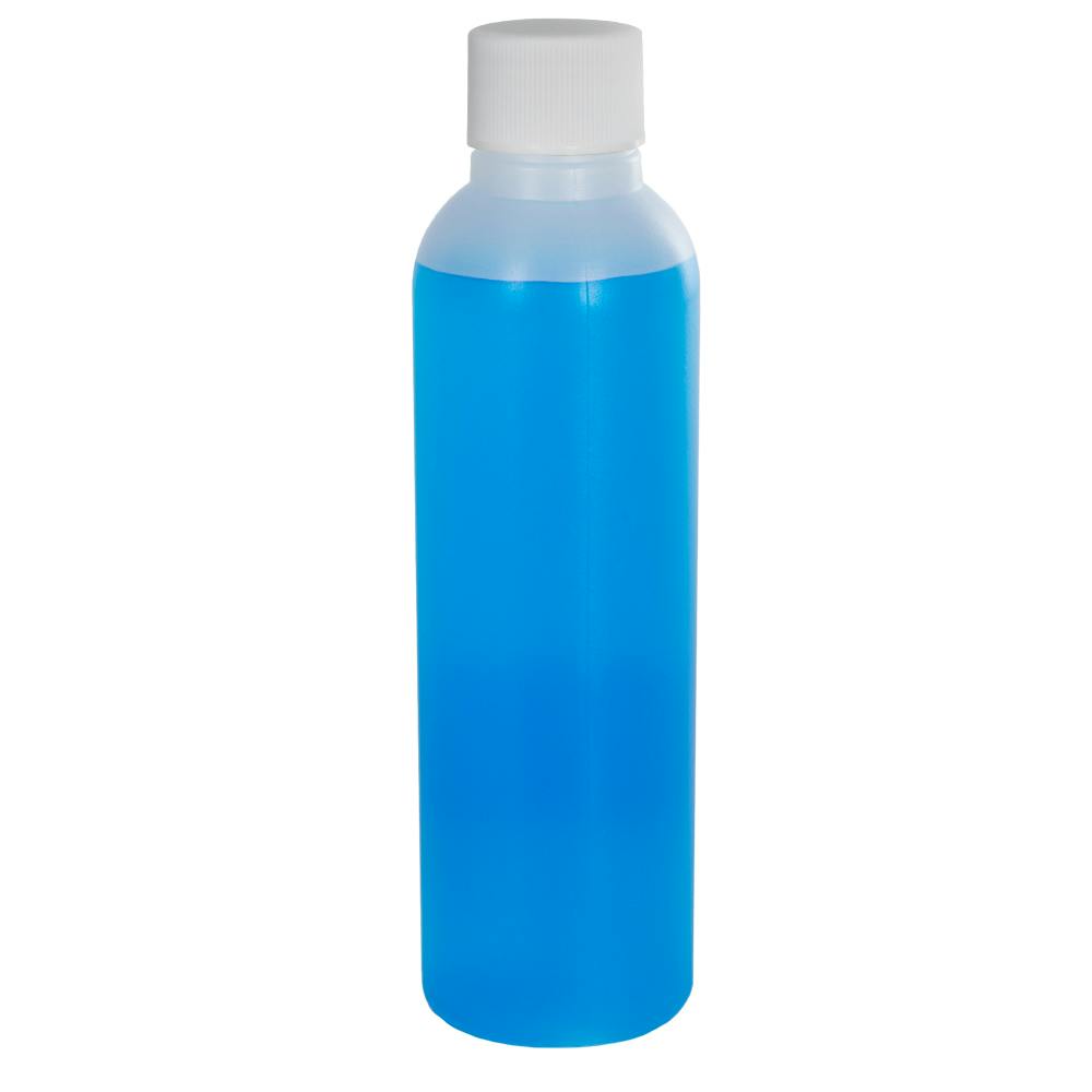 4 oz. Natural HDPE Cosmo Bottle with 24/410 White Ribbed Cap with F217 Liner
