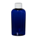 2 oz. Cobalt Blue PET Cosmo Oval Bottle with 20/410 White Ribbed Cap with F217 Liner