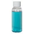 1 oz. Clear PET High Clarity Cosmo Round Bottle with 20/410 White Ribbed Cap with F217 Liner