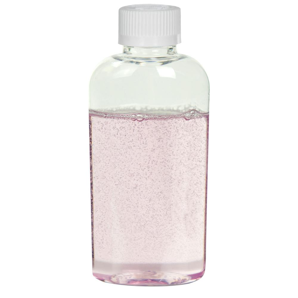 2 oz. Clear PET Cosmo High Clarity Oval Bottle with 20/400 White Ribbed Polypropylene Child-Resistant Cap (CRC) with F217 Liner