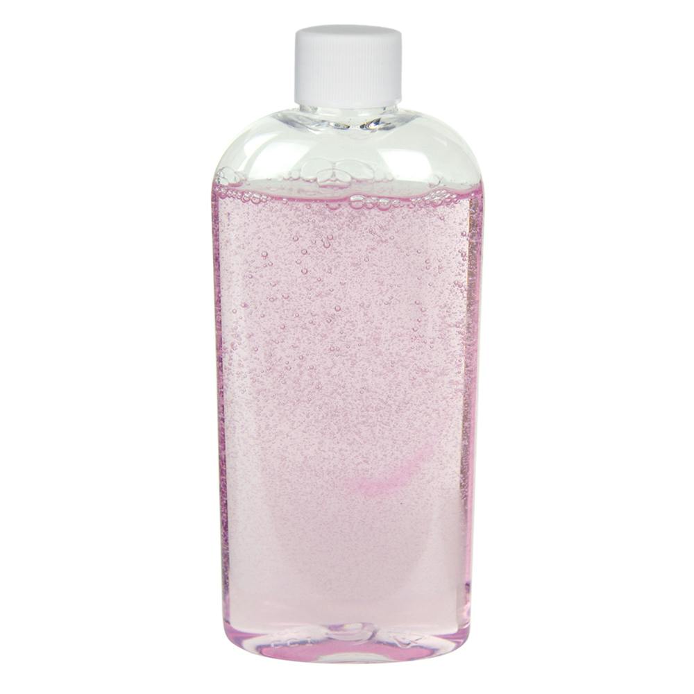 4 oz. Clear PET Cosmo High Clarity Oval Bottle with 20/410 White Ribbed Cap with F217 Liner