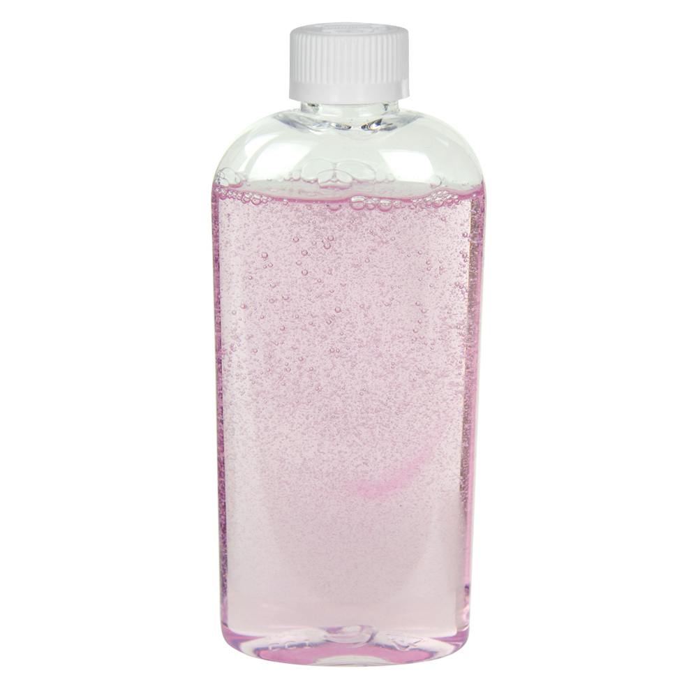 6 oz. Clear PET Cosmo High Clarity Oval Bottle with 24/400 White Ribbed Polypropylene Child-Resistant Cap (CRC) with F217 Liner