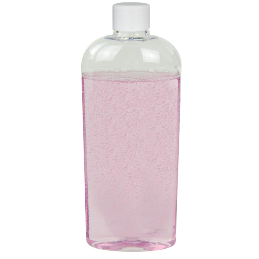 8 oz. Clear PET Cosmo High Clarity Oval Bottle with 24/410 White Ribbed Cap with F217 Liner