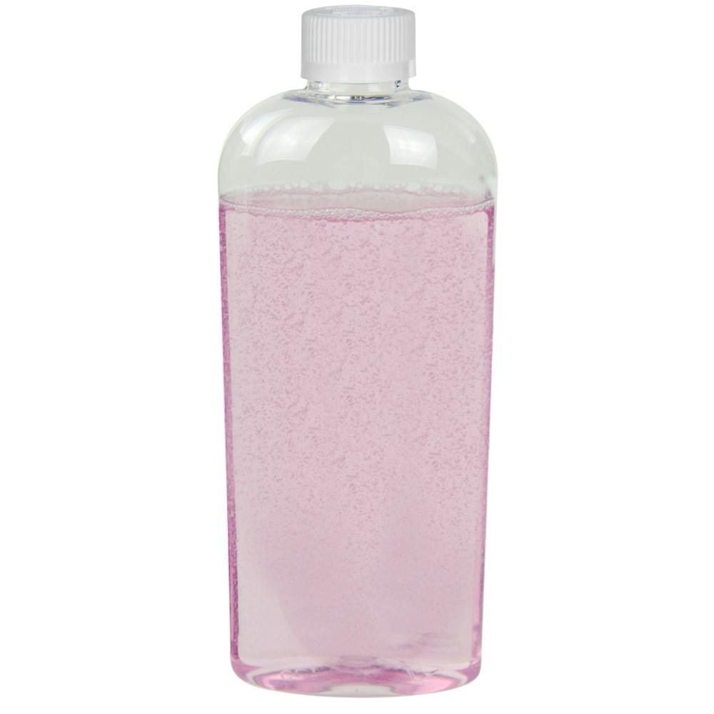 8 oz. Clear PET Cosmo High Clarity Oval Bottle with 24/400 White Ribbed Polypropylene Child-Resistant Cap (CRC) with F217 Liner