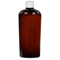 15.2 oz. Amber PET Vale High Clarity Oval Bottle with 28/410 White Ribbed Cap with F217 Liner