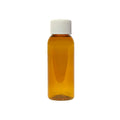 1 oz. Clarified Amber PET Cosmo Round Bottle with 20/410 White Ribbed Cap with F217 Liner