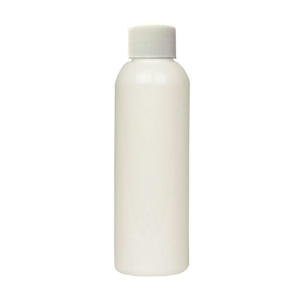 2 oz. White PET Cosmo Round Bottle with 20/410 White Ribbed Cap with F217 Liner