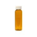 2 oz. Clarified Amber PET Cosmo Round Bottle with 20/400 White Ribbed Polypropylene Child-Resistant Cap (CRC) with F217 Liner