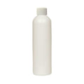 4 oz. White PET Cosmo Round Bottle with 20/410 White Ribbed Cap with F217 Liner