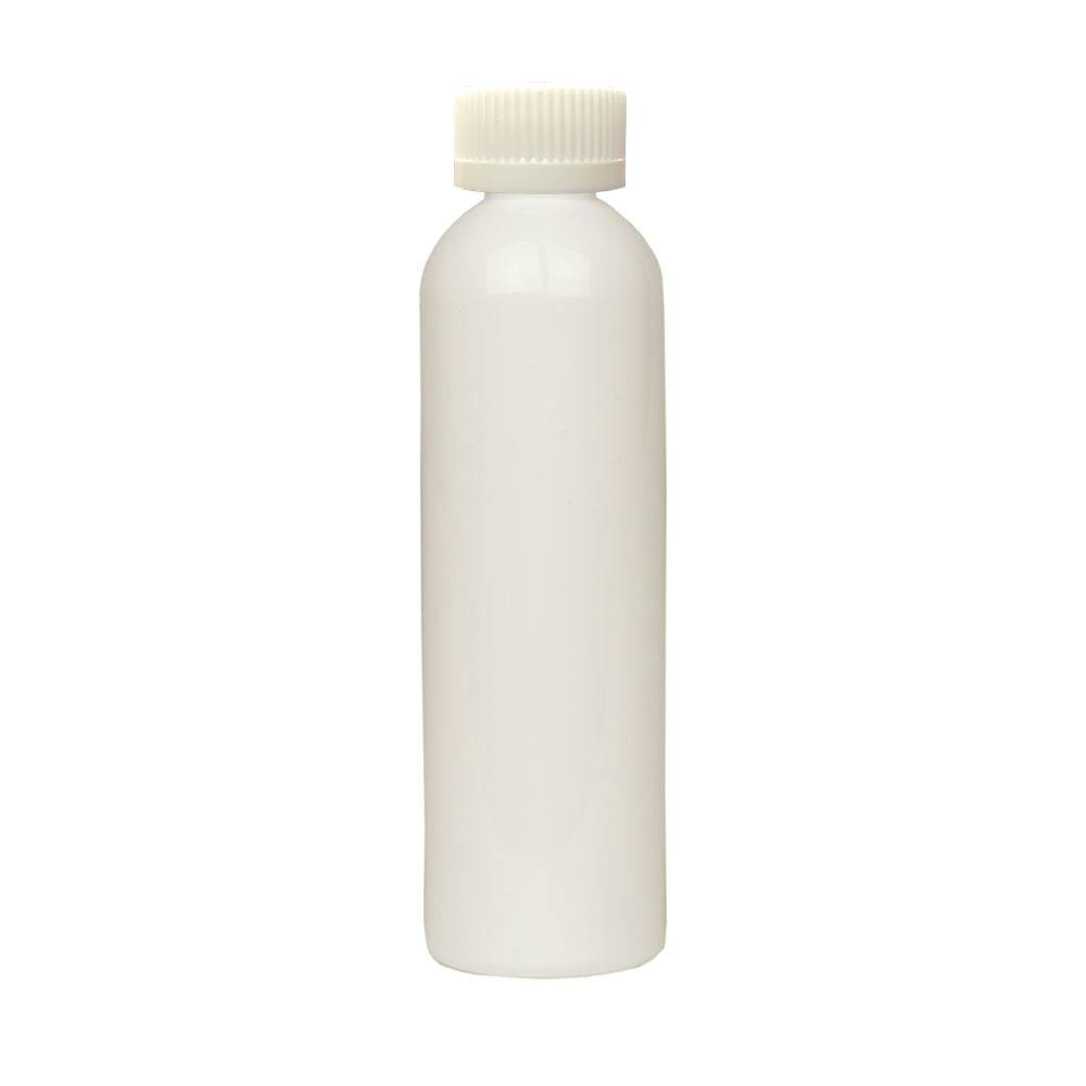 4 oz. White PET Cosmo Round Bottle with 20/400 White Ribbed Polypropylene Child-Resistant Cap (CRC) with F217 Liner