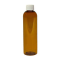 4 oz. Clarified Amber PET Cosmo Round Bottle with 20/410 White Ribbed Cap with F217 Liner