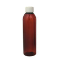 4 oz. Light Amber PET Cosmo Round Bottle with 24/410 White Ribbed Cap with F217 Liner