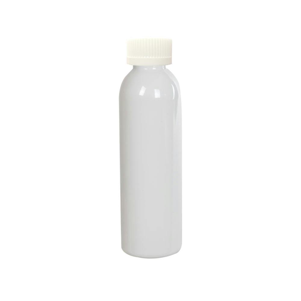 4 oz. White PET Cosmo Round Bottle with 24/400 White Ribbed Polypropylene Child-Resistant Cap (CRC) with F217 Liner