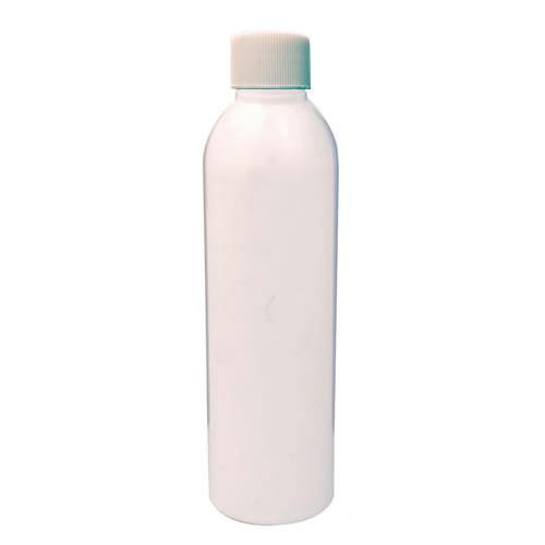 6 oz. White PET Cosmo Round Bottle with 24/410 White Ribbed Cap with F217 Liner