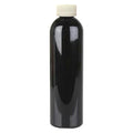 6 oz. Black PET Cosmo Round Bottle with 24/400 White Ribbed Polypropylene Child-Resistant Cap (CRC) with F217 Liner