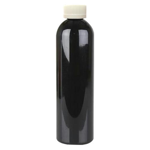 6 oz. Black PET Cosmo Round Bottle with 24/400 White Ribbed Polypropylene Child-Resistant Cap (CRC) with F217 Liner