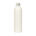 8 oz. White PET Cosmo Round Bottle with 24/410 White Ribbed Cap with F217 Liner