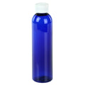8 oz. Cobalt Blue PET Cosmo Round Bottle with 24/400 White Ribbed Polypropylene Child-Resistant Cap (CRC) with F217 Liner