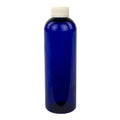 12 oz. Cobalt Blue PET Cosmo Round Bottle with 24/400 White Ribbed Polypropylene Child-Resistant Cap (CRC) with F217 Liner
