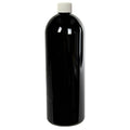 16 oz. Black PET Cosmo Round Bottle with 24/410 White Ribbed Cap with F217 Liner