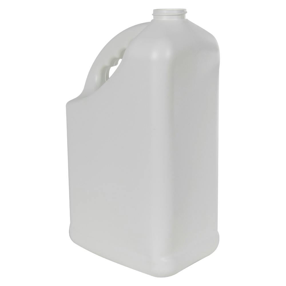 128 oz. White HDPE PCR Slant Handle Jug with 38/400 Neck (Cap Sold Separately)