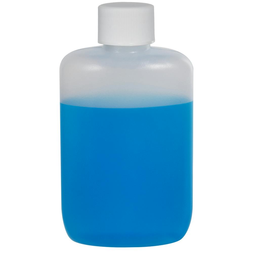 2 oz. Natural HDPE Oval Bottle with 20/410 White Ribbed Cap with F217 Liner