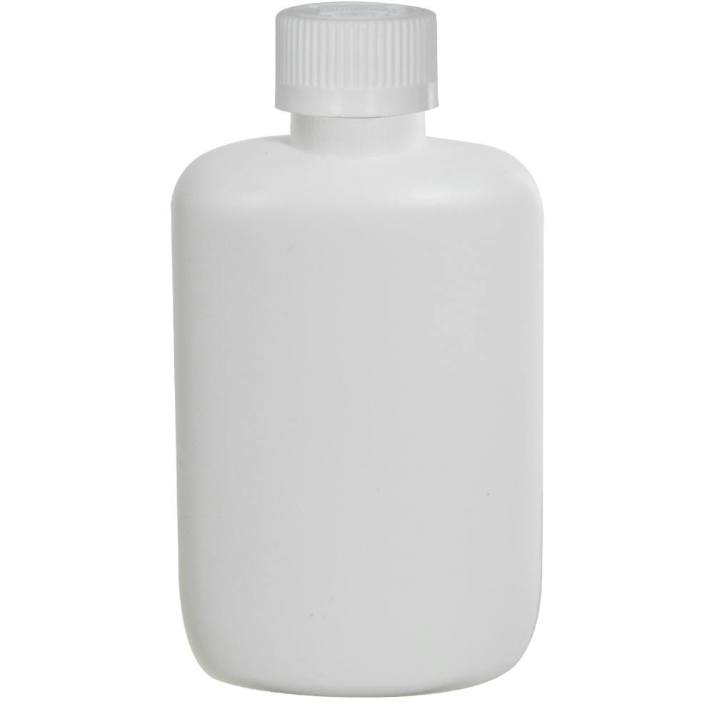2 oz. White HDPE Oval Bottle with 20/410 White Ribbed Polypropylene Child-Resistant Cap (CRC) with F217 Liner