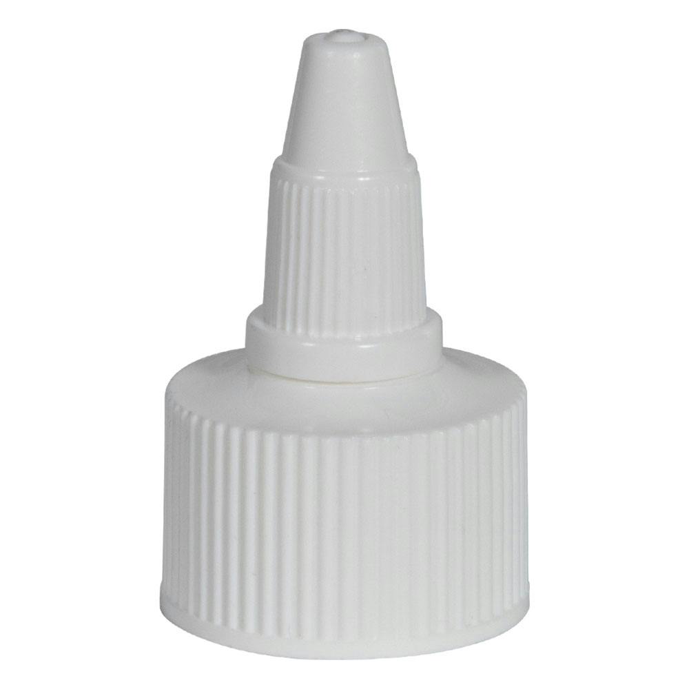 20/410 White Twist Open/Close Dispensing Cap with Gasket & 0.118" Orifice