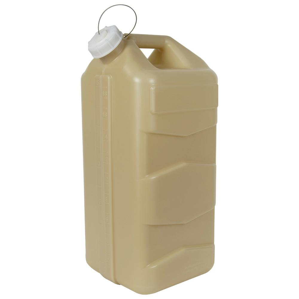 5 Gallon Tan Polyethylene 3rd Generation Jug with Cap