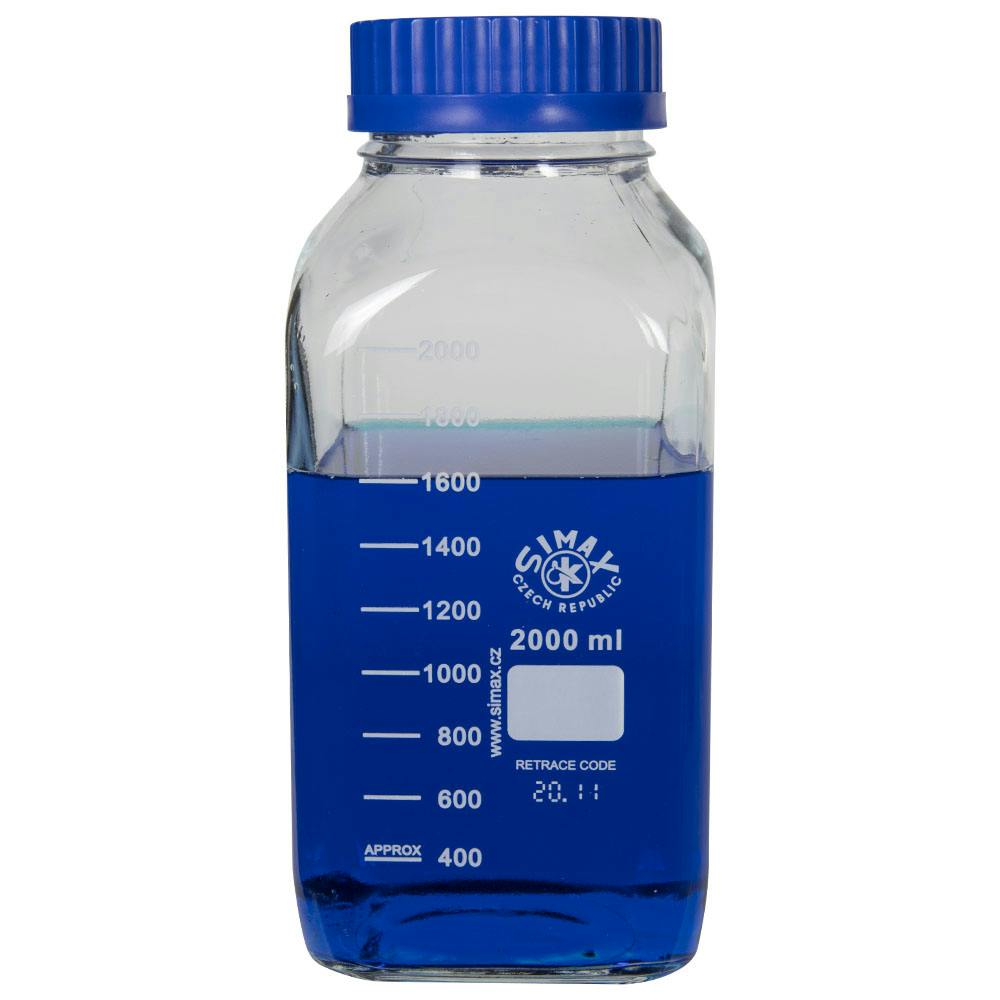 2000mL Clear Glass Square Wide Mouth Media Storage Bottle with GL80 Cap