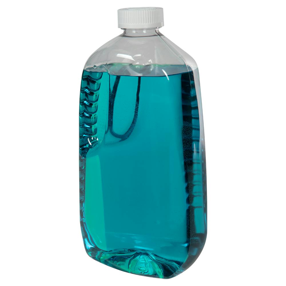 64 oz. PET Jupiter Oblong Jug with 38/400 White Ribbed Polypropylene Child-Resistant Cap (CRC) with F217 Liner