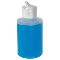 4 oz. Natural HDPE Squat Cylindrical Straight Bottom Bottle with 24/410 White Ribbed Flip-Top Dispensing Cap