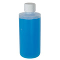6 oz. Natural HDPE Squat Cylindrical Straight Bottom Bottle with 24/410 White Ribbed Cap with F217 Liner