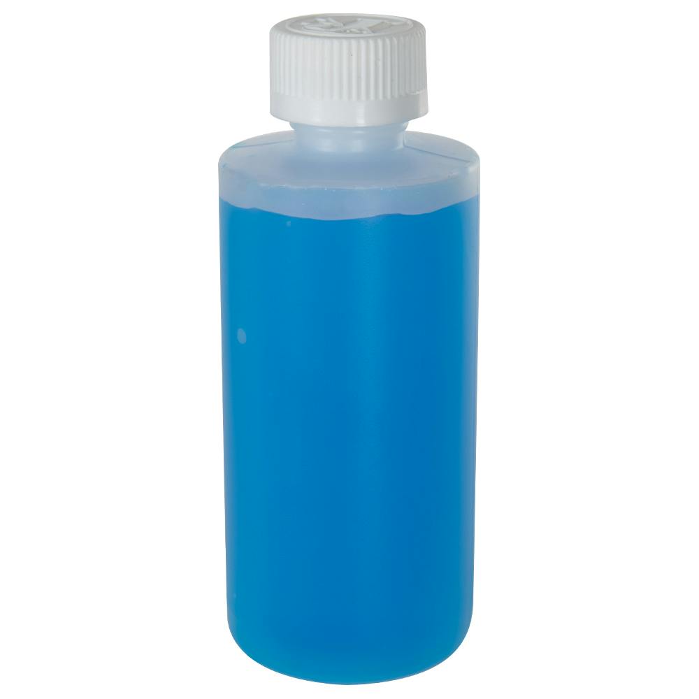 6 oz. Natural HDPE Squat Cylindrical Straight Bottom Bottle with 24/410 White Ribbed Polypropylene Child-Resistant Cap (CRC) with F217 Liner