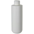 8 oz. White HDPE Squat Cylindrical Round Bottom Bottle with 24/410 White Ribbed Cap with F217 Liner