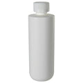 8 oz. White HDPE Squat Cylindrical Round Bottom Bottle with 24/410 White Ribbed Polypropylene Child-Resistant Cap (CRC) with F217 Liner