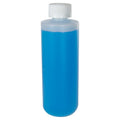 8 oz. Natural HDPE Squat Cylindrical Round Bottom Bottle with 24/410 White Ribbed Polypropylene Child-Resistant Cap (CRC) with F217 Liner