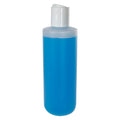 8 oz. Natural HDPE Squat Cylindrical Round Bottom Bottle with 24/410 White Polypropylene Disc-Top Dispensing Cap
