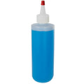 8 oz. Natural HDPE Squat Cylindrical Round Bottom Bottle with 24/410 Natural Yorker Dispensing Cap with Regular Red Tip