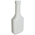 12 oz. Long Neck White HDPE Rectangular Cone Top Bottle with 28/400 White Ribbed Polypropylene Child-Resistant Cap (CRC) with F217 Liner