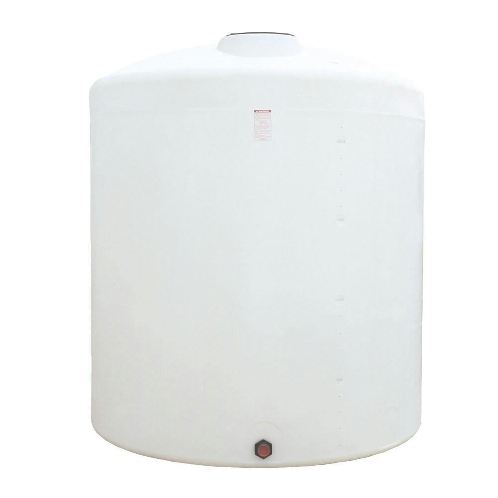 2500 Gallon White Vertical Closed Head Tank - 90" Dia. x 103" Hgt.