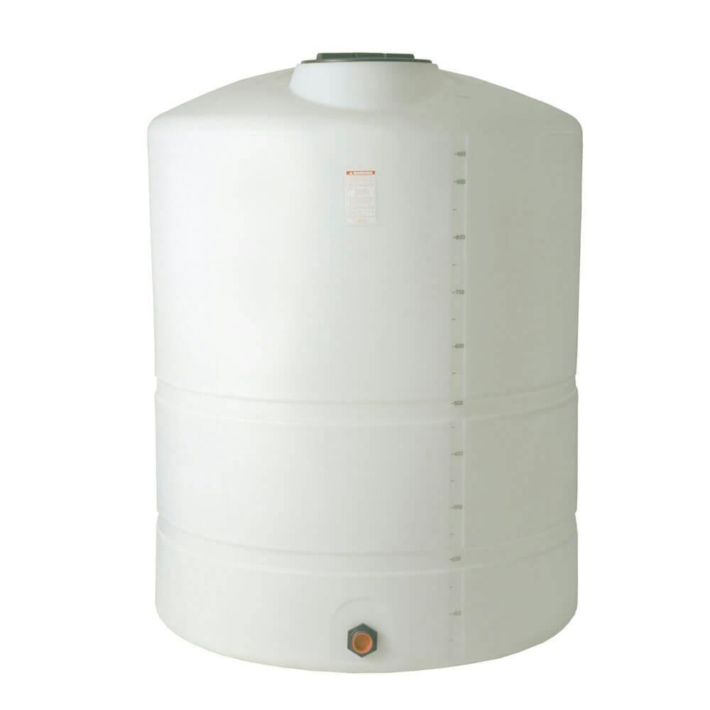 1000 Gallon White Vertical Closed Head Tank - 64" Dia. x 81" Hgt.