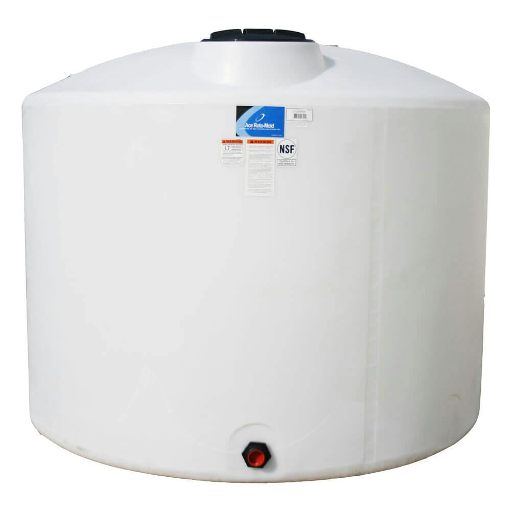 1500 Gallon White Vertical Closed Head Tank - 64" Dia. x 115" Hgt.