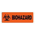 "Biohazard" Rectangular Paper Label with Symbol & Orange Background - 3" x 1"