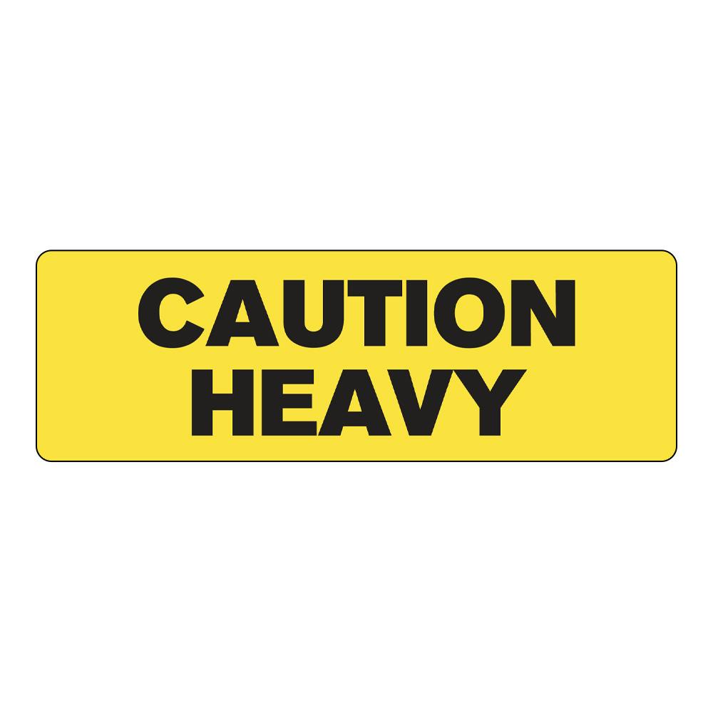 "Caution - Heavy" Rectangular Paper Label with Yellow Background - 3" x 1"