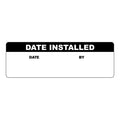 "Date Installed" with "Date" & "By" Blocks Rectangular Paper Write-on Label with Black Header - 3" x 1"